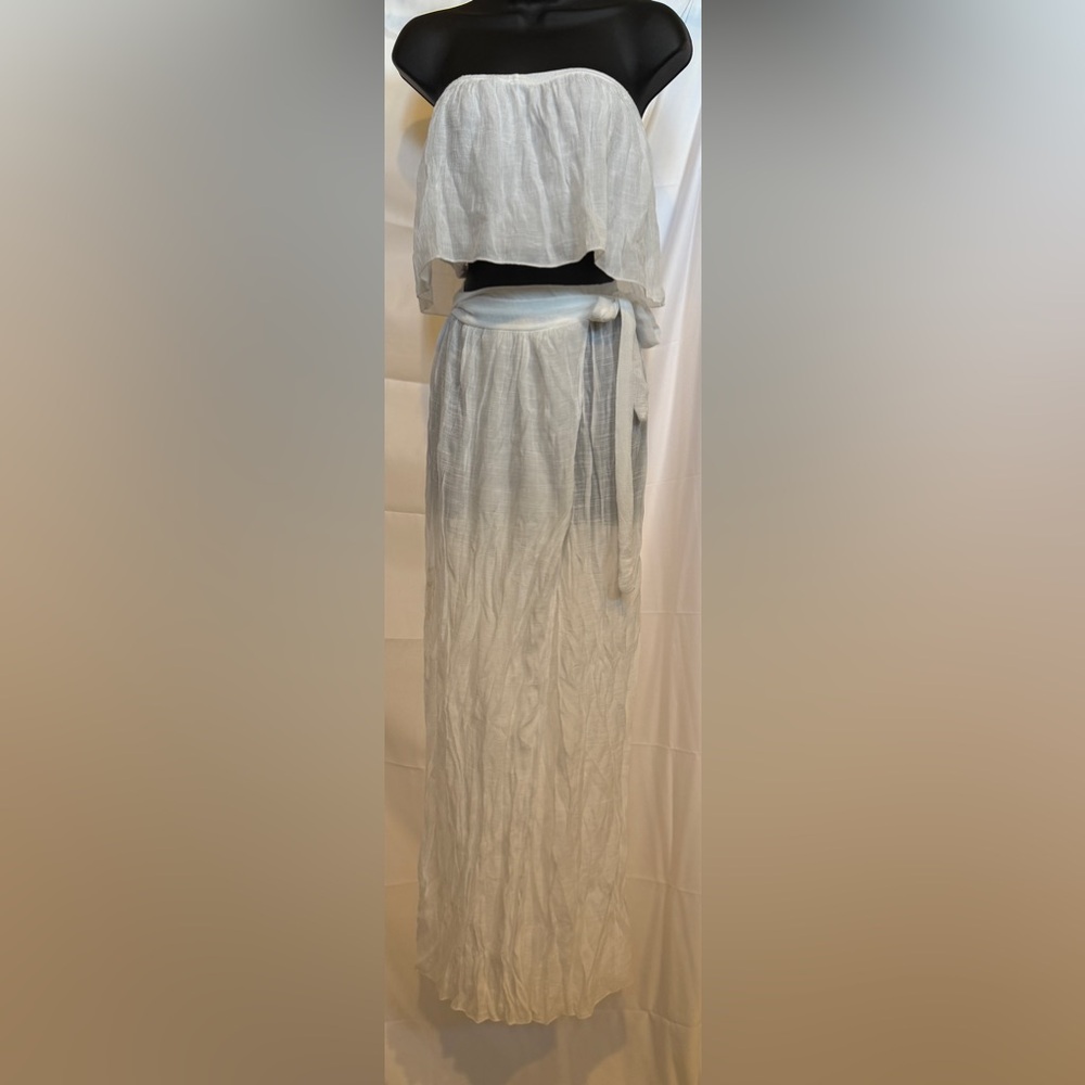 Two-piece White Top and Skirt